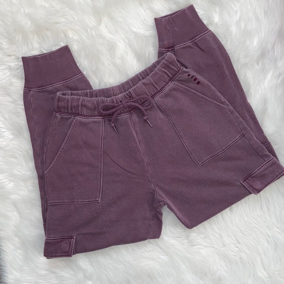 PINK Victoria’s Secret VS high waisted cargo joggers plum SMALL rare - Picture 2 of 11